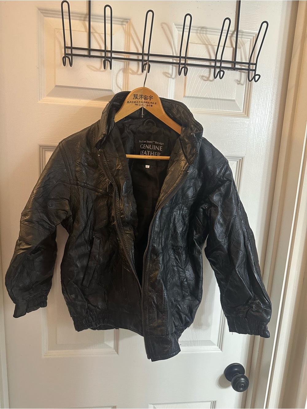 Genuine Leather Black Men's Bomber Jacket